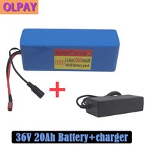 36V 10S3P 20Ah 500 W 고성능 용량 42V 18650 리튬 배터리 세트 20000 mAh 전동 자전거 스 케 이 트 보드 BMS+충전기, 20000mAh, 파란, 2.파란