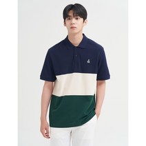 [빈폴] 네이비 컬러 블록 반소매 칼라 티셔츠 (BC2642A12R)