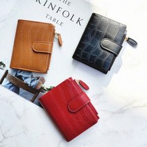 가죽 반지갑 포인트 패턴 무늬 악어 데일리 여성