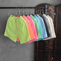 헬보이 여름 형광 피그먼트 워싱 밴딩 반바지