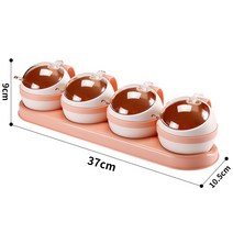 주방 양념 항아리 세트 가정용 양념 저장 도구 소금 셰이커 설탕 그릇 Msg 스토리지 항아리 플라스틱 용품 뚜껑있는 양념 상자, 4 cans Pink, 하나
