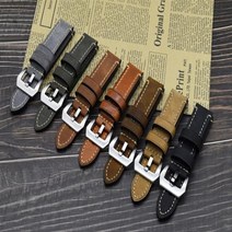 소가죽 빈티지 시계줄 22mm 24mm 26mm 다크그린 커피브라운 꼬냑브라운 옐로우 소가죽 시계 스트랩. 원시계