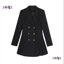 카라넥 자켓 원피스 주름 스커트 금장 버튼 정장 미니 20대 하객룩 소개팅룩