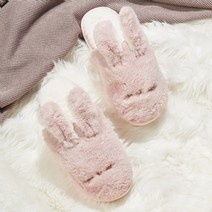 토끼 털슬리퍼 털실내화 거실화 커플거실화 신혼부부슬리퍼, 브라운