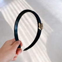 핸드메이드 앤틱 리본 블랙 스웨이드 헤어밴드 머리띠