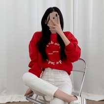 티데일리 여성용 왓에버 크롭 기모 맨투맨