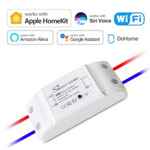 와이파이 스마트 스위치 10A 차단기 모듈 타이머 앱 음성 원격 제어 Alexa Apple HomeKit Siri Google 홈, 한개옵션0