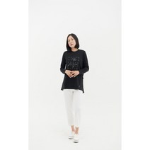 샤트렌(CHATELAINE) 여성 간절기 플라워 프린팅 롱 티셔츠 라운드넥 긴팔 롱기장 티셔츠/울산점