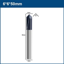 샌드위치판넬 부자재 xcan 모따기 엔드 밀 90도 2-12mm 2 플루트 모따기 커터 모따기 라우터 비트 카바이드 엔드 밀 cnc 기계 밀링 커터, d6xd6x50lx90도, 10개