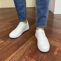 티안나는 6cm키높이 남여공용 커플 체크 포인트 히든굽 화이트 베이직 스니커즈
