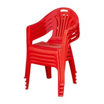 [공룡플라스틱] 야외용 플라스틱 팔걸의 의자(에덴의자) 4개 세트, 에덴의자 4개(적색)