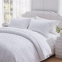 NexHome 킹 침대보 퀼트 화이트 세트 베개 커버 포함 경량 부드러운 극세사 양면 사계절 3피스 (퀼트 1개 2개 1), Gray