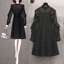 7144 날개쉬폰소매 반짝이원피스