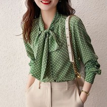 무드무드 / 그리니 도트 리본 블라우스