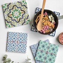도자기 사각 엔틱 감성 디자인 냄비받침 16종, 냄비받침세빌라블루16x16A