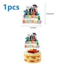 La Granja Zenon 풍선 닭 암소 돼지 생일 축하 배너 드림 레인지랜드 농장 배경 파티 장식 케이크 토퍼 일회용, 1pcs Cake Topper_기타