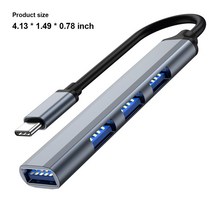 usb c 허브 3.0 type c 3.1 4 포트 멀티 스플리터 어댑터 led 충전 외부 스플리터 독 컴퓨터 어댑터 가정용 사무실, C형 그레이