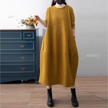 마마제이 중년여성옷 다이아 누빔 퀼팅 항아리핏 롱 원피스 50대 엄마옷 마담 빅사이즈