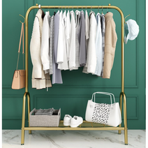 북유럽 골드 블랙 철제 럭셔리 선반 행거 옷걸이 슬림 좁은틈 협소한 원룸 자취방 1인가구, 60cm 심플+수납망[클래식 블랙]