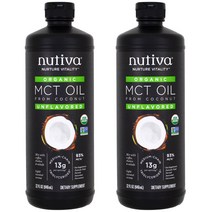누티바 MCT 코코넛 오일 언플레이버드, 946ml, 2개