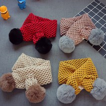 준캡 유아동 아기 키즈 겨울목도리 벌집방울 퍼 목도리 니트 숏 페이크퍼 크리스마스선물