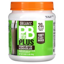 PBfit Organic PB Fit Plus 땅콩 버터 초콜릿 454g(1lb), 기본