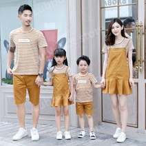 가족의상 여름 스트라이프 모녀 원피스 아빠 아들 커플룩 패밀리룩