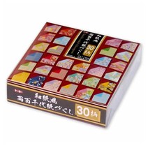 일본 미니 색종이 꽃무늬 전통 문양 양면 단색 30종 120매 종이접기 7.5cm