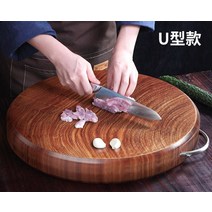 스텐도마 스테인레스 도마 스테인리스 항균블랙 샌들 우드 커팅 보드 곰팡이 방지 라운드 철 나무 정통 전, [01] Type 1