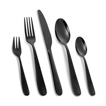 Cutlery 세트 블랙 스테인리스 스틸 Knife Fork Spoon Utensils S, 60pcs_Schwarz
