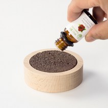 쟈니스헬리 아로마오일 확산 화산석 스톤 디퓨저 원목 나무 우드 트레이 원형 브라운 스톤, 브라운 화산석 + 원형 우드트레이