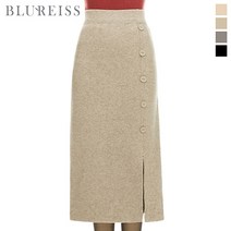 [블루레이스] 버튼포인트울니트슬릿스커트_BI2W1SK8031