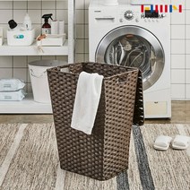 한샘(생활) [한샘] 볼드 라탄 패턴 햄퍼 빨래바구니 스퀘어(60L) 다크브라운