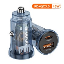 자동차 충전기 배터리 Toocki 차량용 USB 고속 충전기 충전 4.0 SCP 45W PD C 아이폰 샤오미 삼성, 04 Blue PD 45W