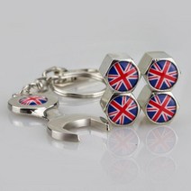 타이어 밸브캡 미니 원 쿠퍼용 휠 밸브 스템 캡 및 렌치 더스트 에어 커버 영국 국기 로고 카브리오 쿠페, 01 Silver