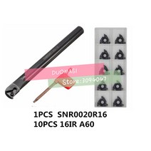 Snr0020r16 cnc 내부 나사 선삭 공구 1Pcs + 16 ir ag60 10 11피스 초경 인서트, 한개옵션0
