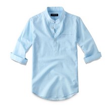 제이앤몰스 칠부 린넨 헨리넥 차이나 카라 스카이 남성 남자 여름 캐주얼 셔츠 남방 M143