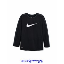 플레이키즈프로(NC수원터미널점)봄상품-키즈 사이즈(105-130)-드라이핏(기능성)소재-초가을용-빅 스우시를 포인트로 준 드라이핏 긴팔티셔츠(A223TS184P-BK)