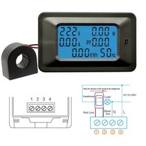 전기계량기 AC 20000W 250V 100A 디지털 전압 미터 표시기 전력 에너지 전압계 전류계 전류 암페어 볼트 전력계 테스터 감지기, 한개옵션0