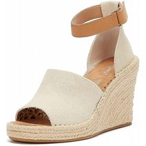TOMS 여성 마리솔 웨지 발목 스트랩 샌달 내추럴 옥스퍼드 가죽 9.5M 슈즈