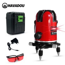 360도 레이저 레벨기 8라인 12라인 HAVADOU 5 라인 6 포인트 적색 레벨 ° 셀프 레벨링 조정 수직 수평 회전 LD 635nm 가시성, 중국, 상자