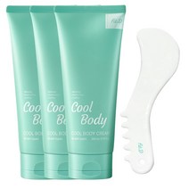 [핏디] 쿨바디 크림 200ml+리프팅 마사저 - 바디보습 쿨링젤 괄사 마사지기 셀룰라이트 붓기 완화, 크림3개+마사저1개