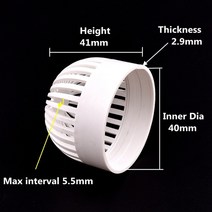 PVC배관자재 PVC 벤트 캡 어항 투과성 해산물 풀 오버플로 파이프 피팅 필터 절연 수족관 2-20 개, 04 40mm Inner dia_01 2pcs