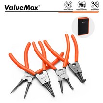 차찌그러짐복원 랩토라이너 글루텐트 차찌그러짐 Valuemax 4pc 165mm 스냅 링 플라이어 세트 circlip 플라이어 키트 내부 외부 곡선 플라이어 세트 가방이있는 전문, v001300as