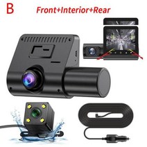 FHD 1080P 대시 캠 3-렌즈 자동차 DVR 24 시간 주차 모니터링 비디오 대시캠 3 채널 비디오 레코더 3 방향 블랙 박스, B