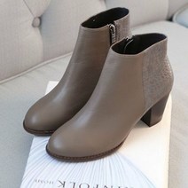 여성 앵클부츠 소가죽 파이톤 앵글부츠 기모 방한구두