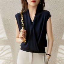 무드무드 실키 랩 밴딩 블라우스