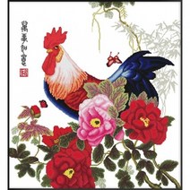 I01b 모란과수탉(5D프린트십자수)-D053