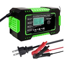 배터리충전기6A 12V 디지털 자동차 배터리 충전기 완전 수리 오토바이 SUV 보트 트럭, 01 Green US Plug