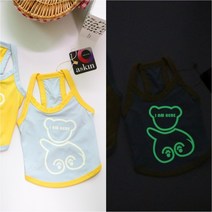 강아지옷 곰돌이 야광 쿨나시 민소매티셔츠 여름옷 S-2XL, 블루